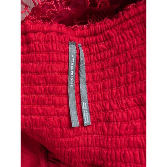 NWT Anthropologie Ruffle-strap Corset Lace Mini Dress Size S Red #8G507 - Picture 7 of 10